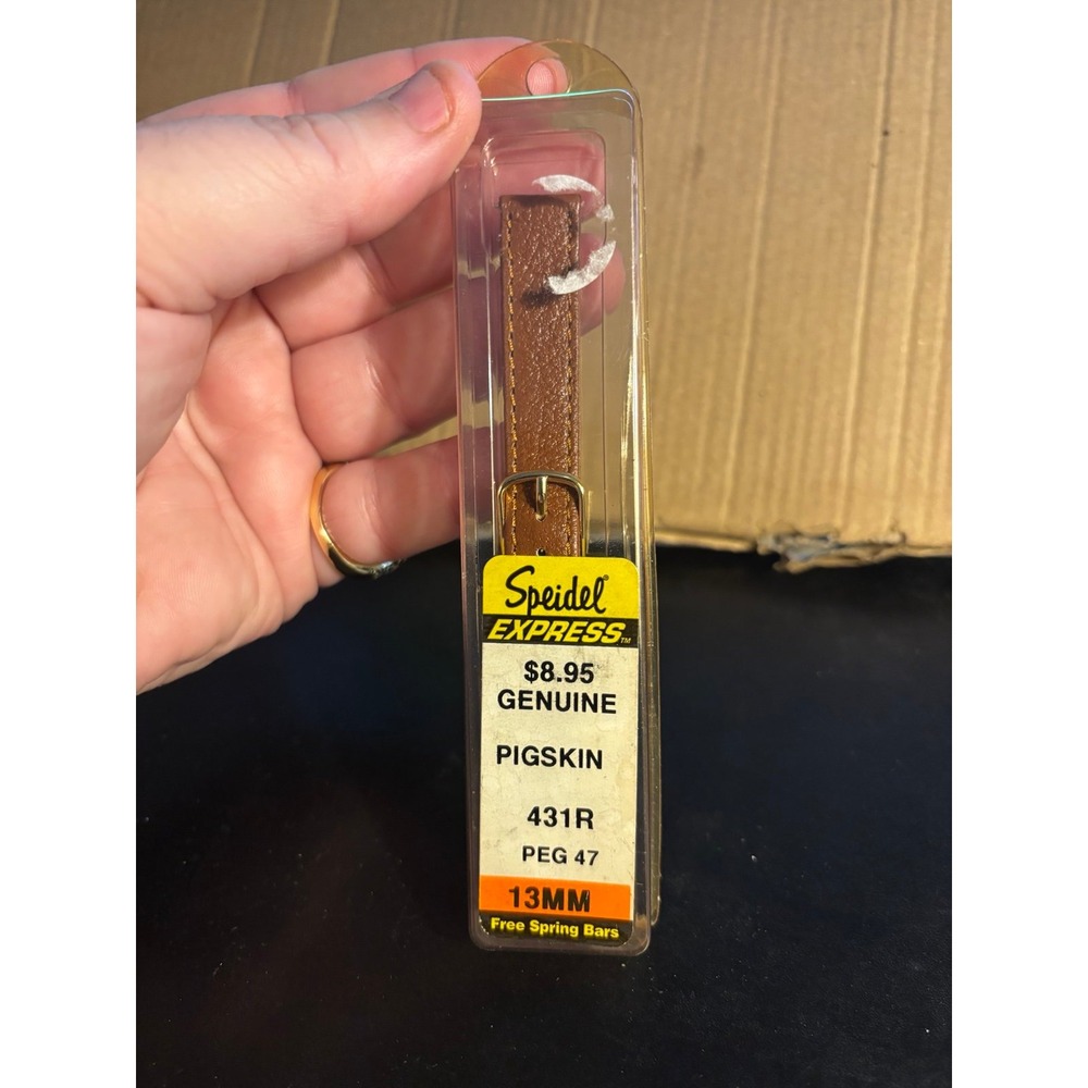 Pigskin Watch Strap Speidel NOS 13mm 431R Brown Genuine Peg 47